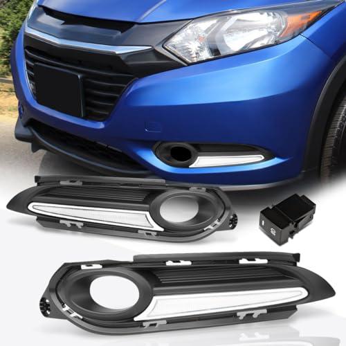 【並行輸入品】フロントバンパー LED DRL フォグライト ベゼルカバー スイッチ付き ホンダ HR V 16 18対応 Front Bump_1