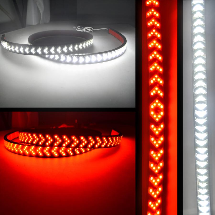 【並行輸入品】60インチ 5列 赤白 LED テールゲート ライト ストリップバー 防水 赤 ブレーキ ランニング ハザード ウィンカー ライト_9
