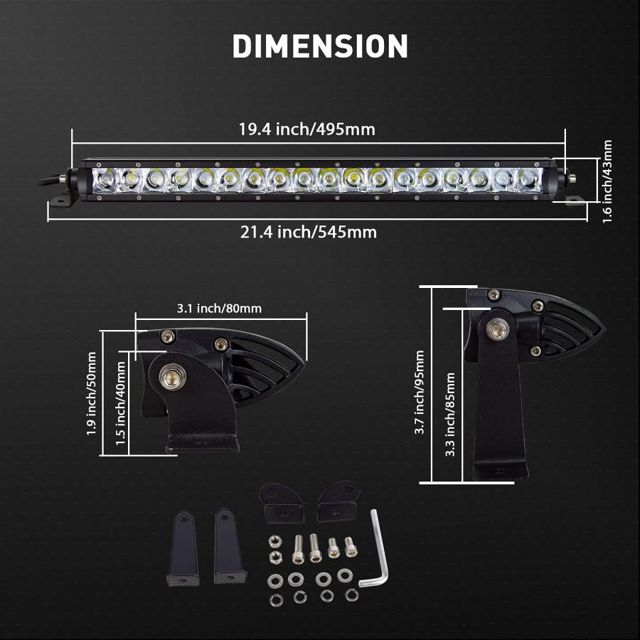 【並行輸入品】Willpower 20 inch 90W Spot Single Row 8100LM Off Road LED Fog &_3
