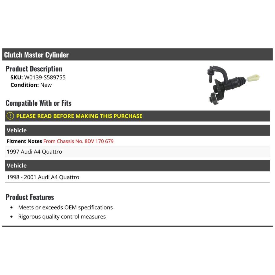 【並行輸入品】Clutch Master Cylinder Compatible with 1997 2001 Audi A4 Quatt_2