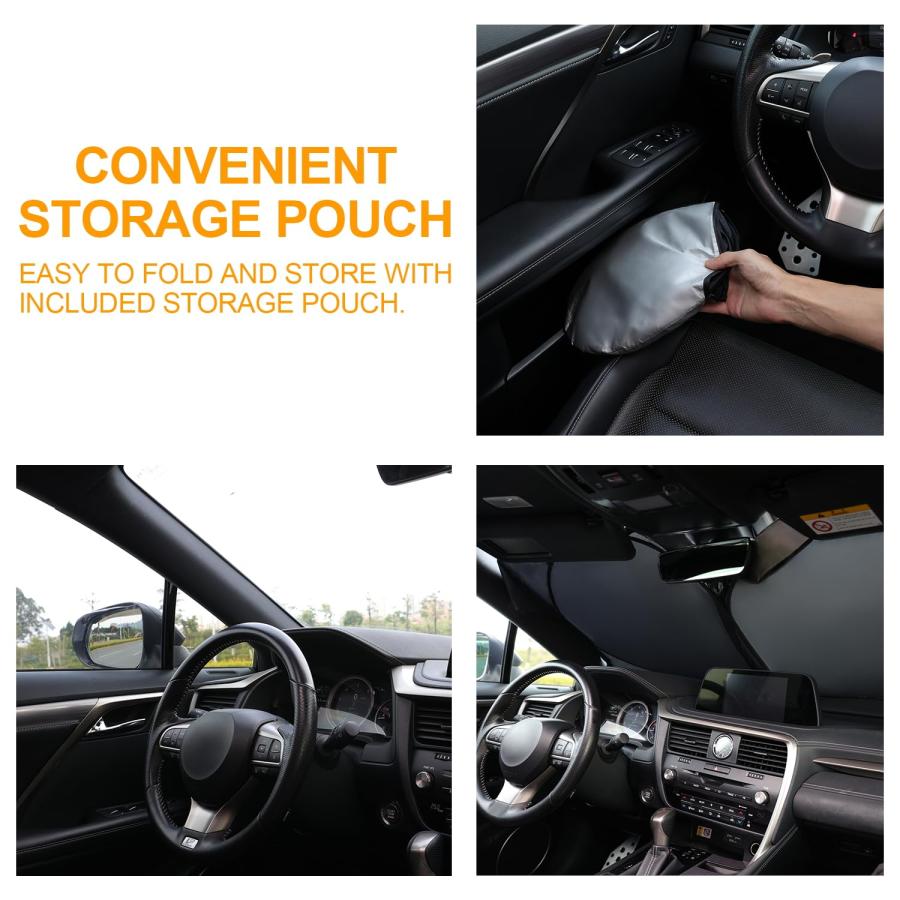 【並行輸入品】 JUSTTOP 車フロントガラス用サンシェード 折りたたみ式サンシェード 210Tコーティングシルバー布 反射ポリエステル素材 紫の画像