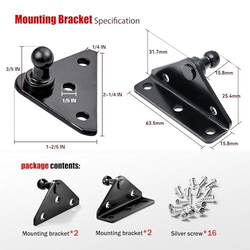 【並行輸入品】10mm ガススプリングリフトストラットブラケットボールスタッド ブラック リフトサポートプロペラ用マウントブラケット 4個パックの画像