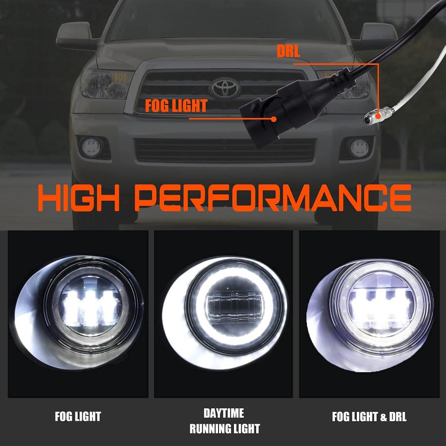【並行輸入品】DRFG LEDフォグライト デイタイムランニングライト付き トヨタ タンドラ 2007 2008 2009 2010 2011の画像