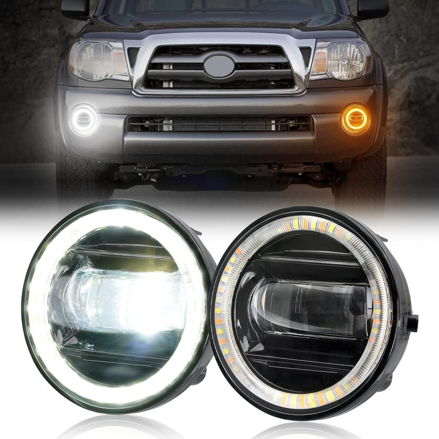 【並行輸入品】SUPAREE LEDフォグライトアセンブリ ヘイローリング付き ホワイト DRL/イエロー ウインカー タコマ 2005 201_2