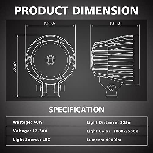 【並行輸入品】Teochew LED LEDポッド LTEODCHEW 4 Inch Round LED Offroad Lights Ambeの画像