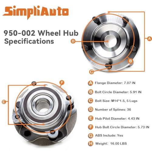 【並行輸入品】SimpliAuto 950 002 Front Wheel Hub and Bearing Assembly Compatib