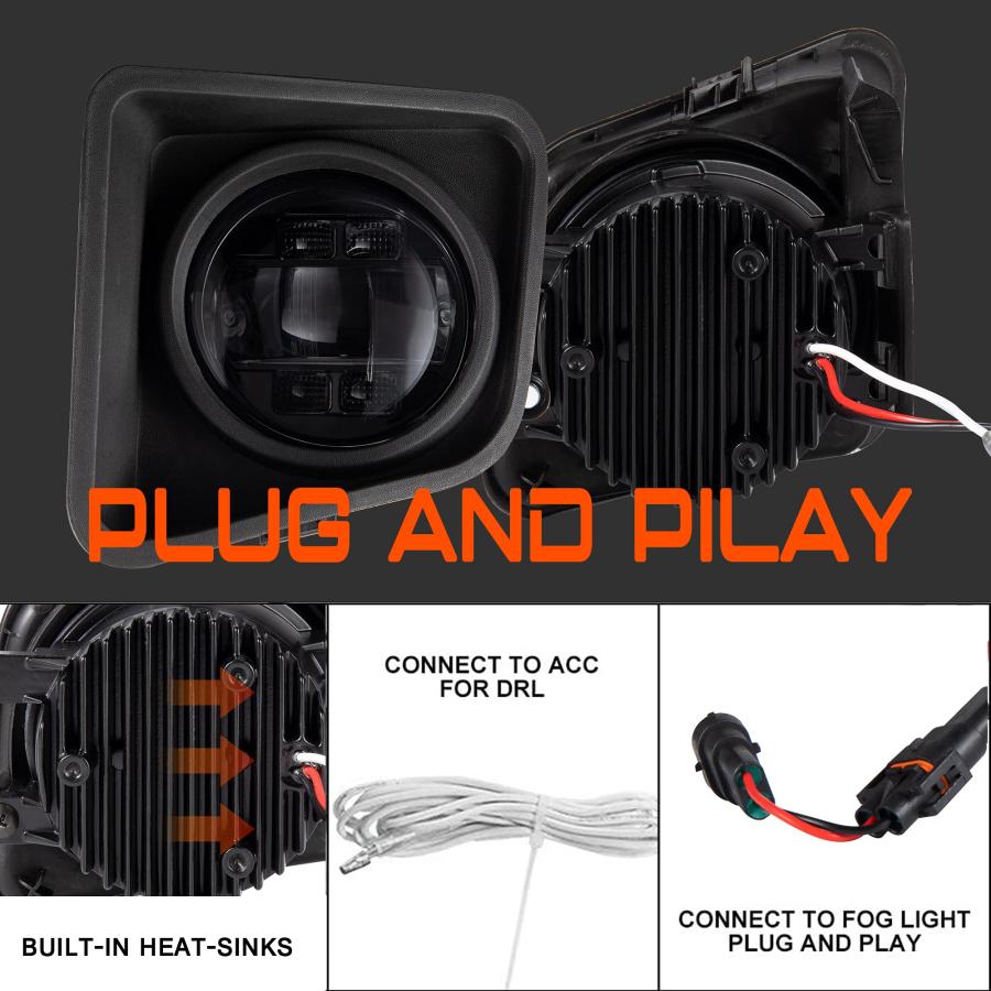 【並行輸入品】DRL付きLEDフォグライト トヨタ タンドラ 2014 2015 2016 2017 2018 2019 2020 2021 バの画像