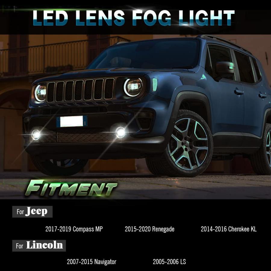 【並行輸入品】Cawanerl 3.5インチ LED レンズ フォグライト ジープ 2017 2019 コンパス 2015 2020 レネゲード_3