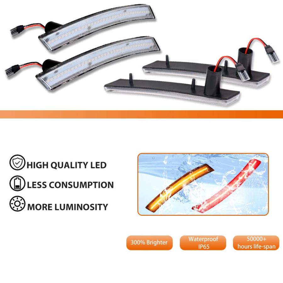 【並行輸入品】ADIIL アンバー/レッド フルLED フロント\u0026リア バンパー サイドマーカー ライト アセンブリ クリア レンズ 2002の画像