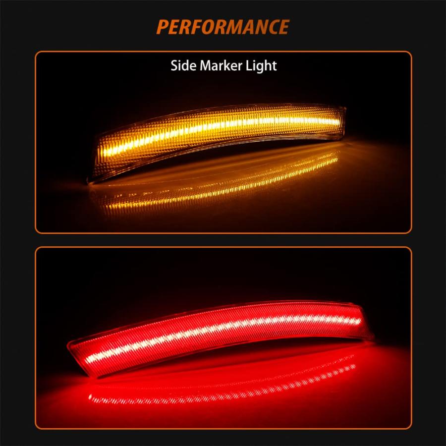 【並行輸入品】ADIIL アンバー/レッド フルLED フロント\u0026リア バンパー サイドマーカー ライト アセンブリ クリア レンズ 2002の画像