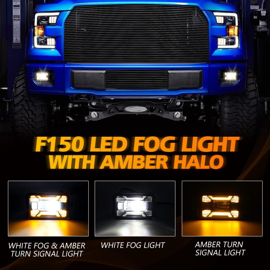 【並行輸入品】F150 LEDフォグランプ フォード F150 2015 2016 2017 2018 2019用 アンバー ヘイロー ウィンカ_6