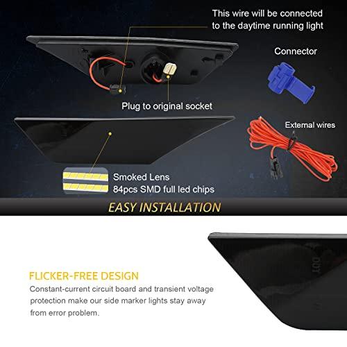 【並行輸入品】Bestview スモークレンズ LEDサイドマーカーライト フロントバンパー サイドマーカーランプ リフレクター 2016 20の画像