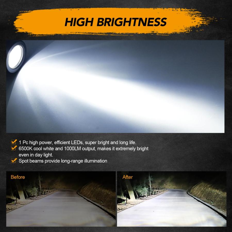 【並行輸入品】Audak 2個 10W スポット ミニ LED 作業灯 2インチ ラウンド LED ドライビングライト フォグライト オートバイの画像