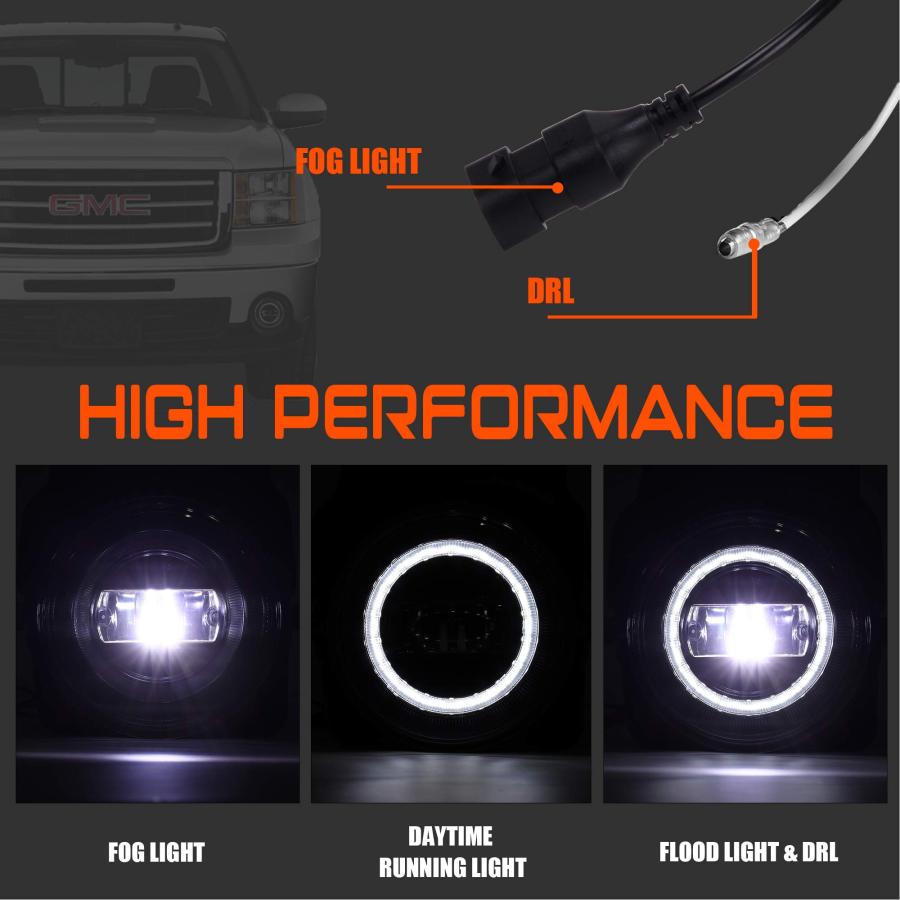 【並行輸入品】DRFG LEDフォグランプ DRL付き 2007 2013 GMC Sierra 1500/2007 2014 GMC Sierの画像