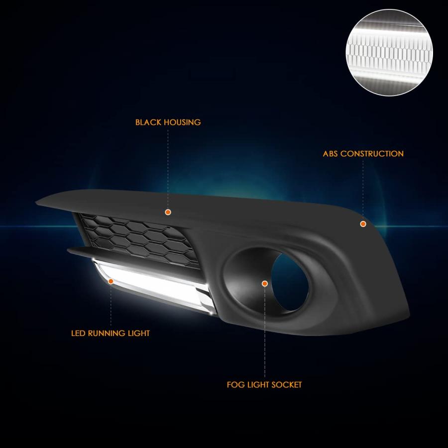 【並行輸入品】Front Bumper LED DRL Fog Light Bezel Cover w/Wiring Compatible wの画像