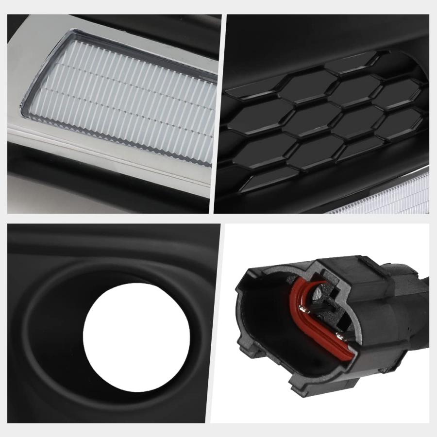 【並行輸入品】Front Bumper LED DRL Fog Light Bezel Cover w/Wiring Compatible wの画像