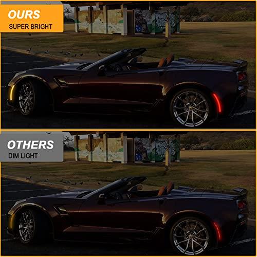 【並行輸入品】R\u0026F Auto スモークレンズ LEDフロントリアサイドマーカーライト 4個 Corvette C7 (2014 2019) /の画像
