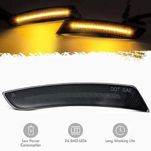【並行輸入品】 Partsam スモークレンズ LEDサイドマーカーライト フロントリアバンパーサイドマーカーランプ リフレクター Camaro_4