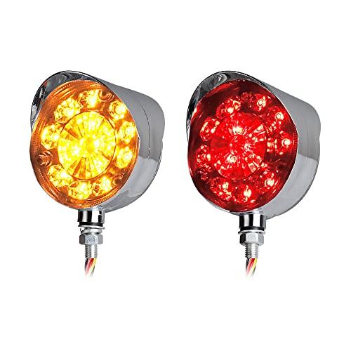 【並行輸入品】Astra Depot 2個 ラウンド 28 LED レッド アンバー ダブルフェイス バイザー付き IP65 サイドマーカー ウの画像