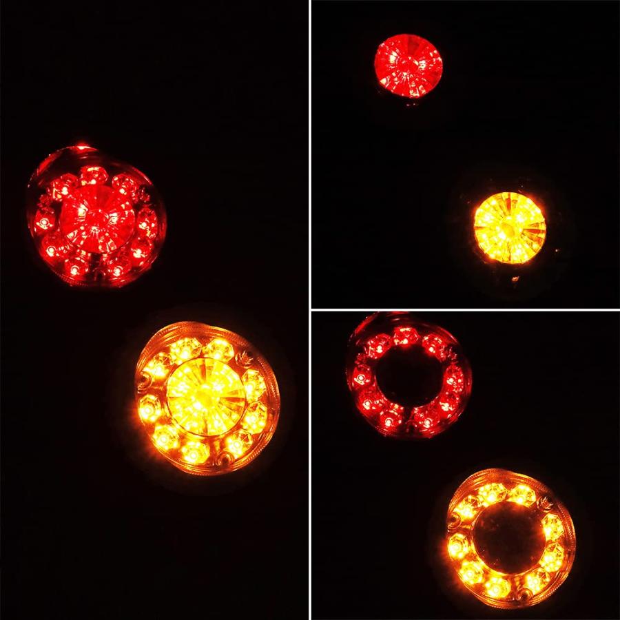 【並行輸入品】Astra Depot 2個 ラウンド 28 LED レッド アンバー ダブルフェイス バイザー付き IP65 サイドマーカー ウの画像