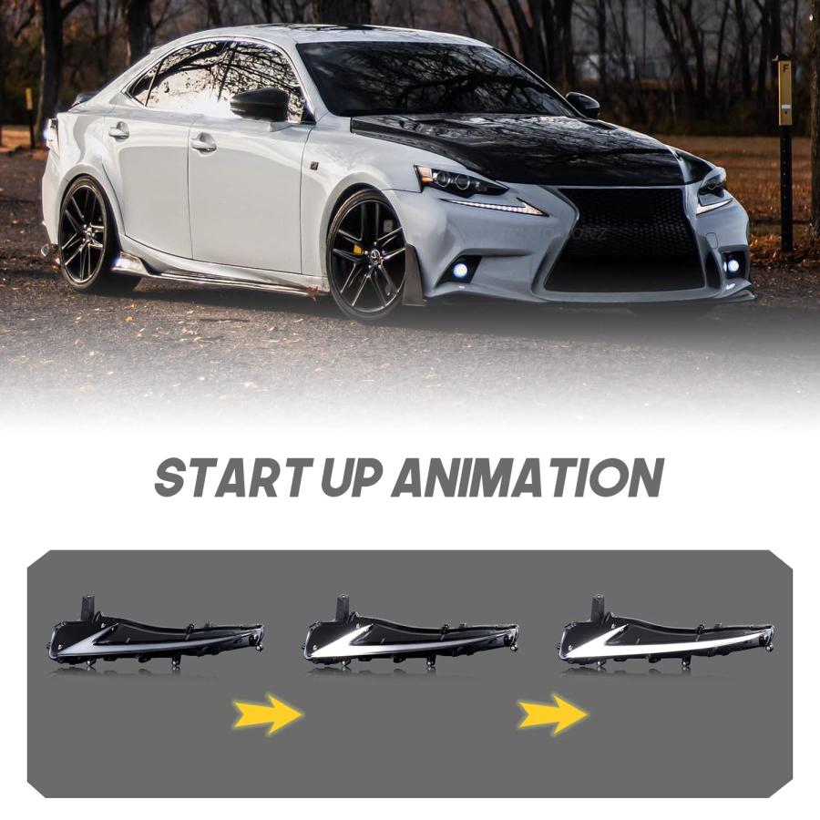 【並行輸入品】HCMOTIONZ HCMOTIONZ LEDデイタイムランニングライト DRL レクサス IS250/350/300 2013の画像