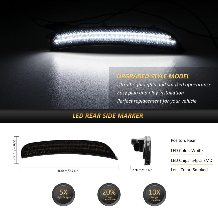 【並行輸入品】D Lumina LEDサイドマーカーライト スモークレンズ ダッジチャージャー2015 2016 2017 2018 2019_6