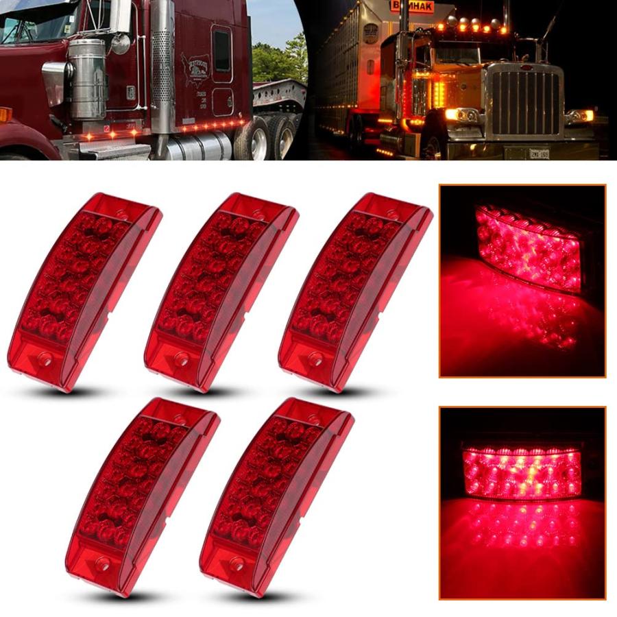 【並行輸入品】cciyu 5x Red 6\" LED Rectangle Side Marker Clearance Trailer Lighの画像