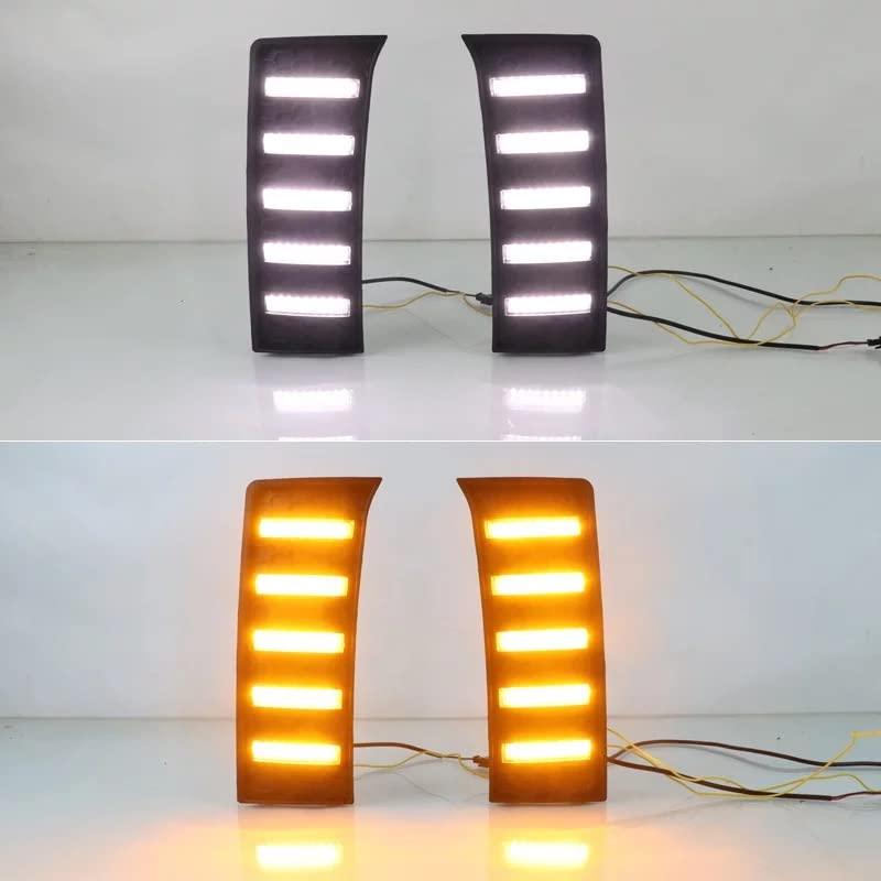 【並行輸入品】ECAHAYAKU トヨタ タンドラ 2022 2023 2024年型 LED デイタイム ランニングライト ホワイト/アンバーの画像