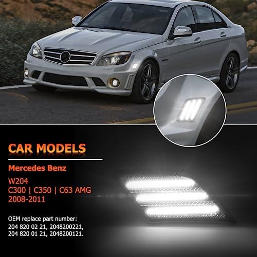 【並行輸入品】POPMOTORZ LEDフロントウインカー ホワイト点滅信号サイドマーカー2008 2011メルセデスW 204 C 250 Cの画像