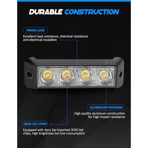 【並行輸入品】5.5インチ LEDライトバー 12W フラッシュマウント LED ポッド オフロード LED 作業灯 運転灯 バックアップライトの画像