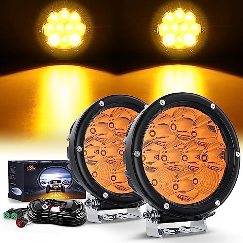 【並行輸入品】Nilight 5.7インチ アンバー LED ドライビングライト ラウンド 50W イエロー フォグライト 16AWG DTコネの画像