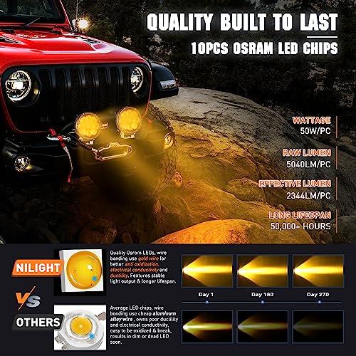 【並行輸入品】Nilight 5.7インチ アンバー LED ドライビングライト ラウンド 50W イエロー フォグライト 16AWG DTコネの画像