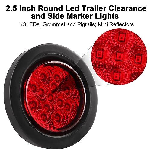 【並行輸入品】 2.5インチ 丸型LEDマーカーライト 13個のLEDリフレクター付き 琥珀色10個 + レッド10個 2 1/2インチ 丸型LE_4