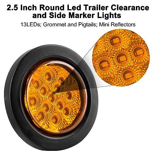 【並行輸入品】 2.5インチ 丸型LEDマーカーライト 13個のLEDリフレクター付き 琥珀色10個 + レッド10個 2 1/2インチ 丸型LE_7