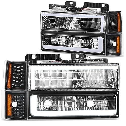 【並行輸入品】 DNA MOTORING Cスタイル LED DRLヘッドライト+バンパーシグナル+コーナーランプセット 92 99 Chevy_1