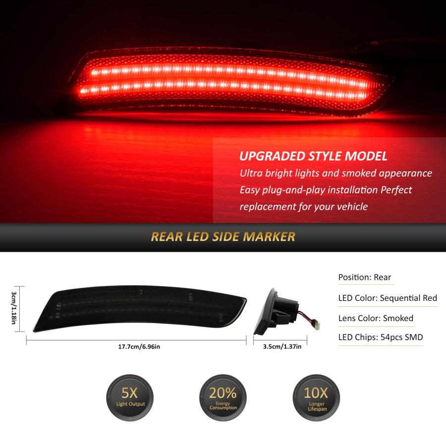 【並行輸入品】D Lumina LED Side Marker Lights Smoked Lens Compatible with Chevの画像