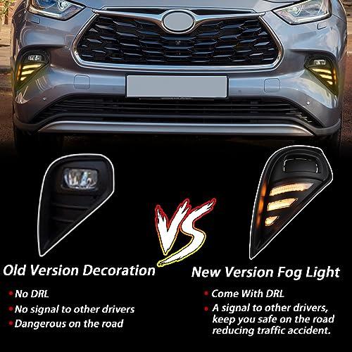 【並行輸入品】BINQIGOO LEDフロントバンパーフォグライト 2個 2020 2023 トヨタ ハイランダー ホワイト DRL アンバーの画像