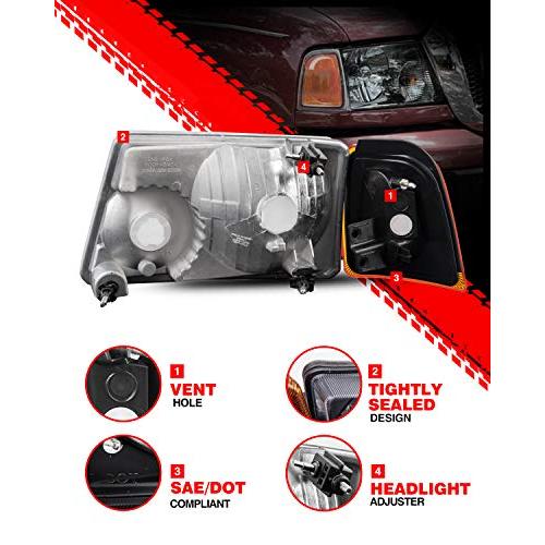 【並行輸入品】 PHILTOP Headlight Assembly， Black Headlights Replacement Compati_7