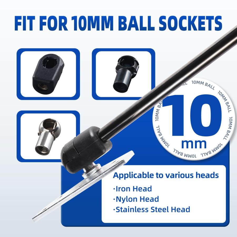 【並行輸入品】10mm ボールスタッド ワイド マウントブラケット ガスストラット リフトサポート ショックスプリングプロップ 4個 シルバーの画像