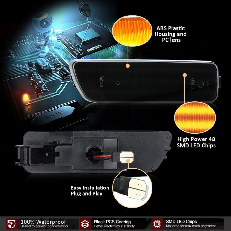 【並行輸入品】D Lumina LED Side Marker Turn Signal Light Kit Smoked Lens Amber_6