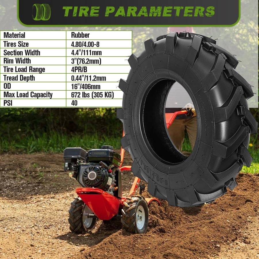 並行輸入品】4.80/4.00 8タイヤ2本、4.80x4.99 8インチ チューブレス芝