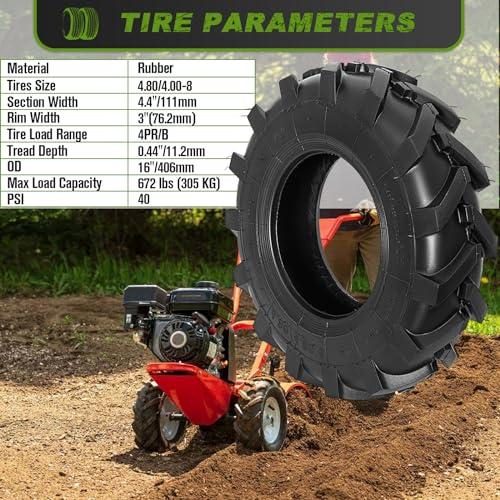 並行輸入品】4.80/4.00 8タイヤ2本、4.80x4.99 8インチ チューブレス芝