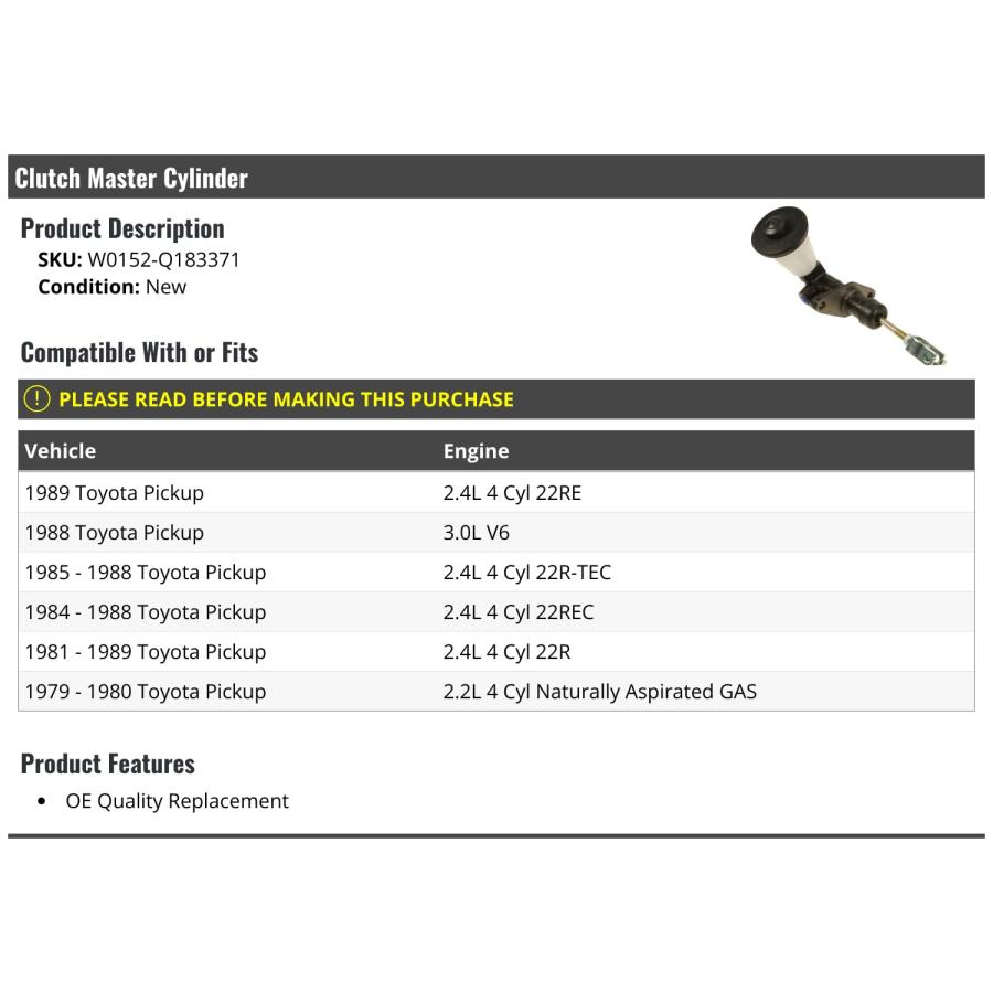 【並行輸入品】Clutch Master Cylinder Compatible with 1979 1989 Toyota Pickup_2