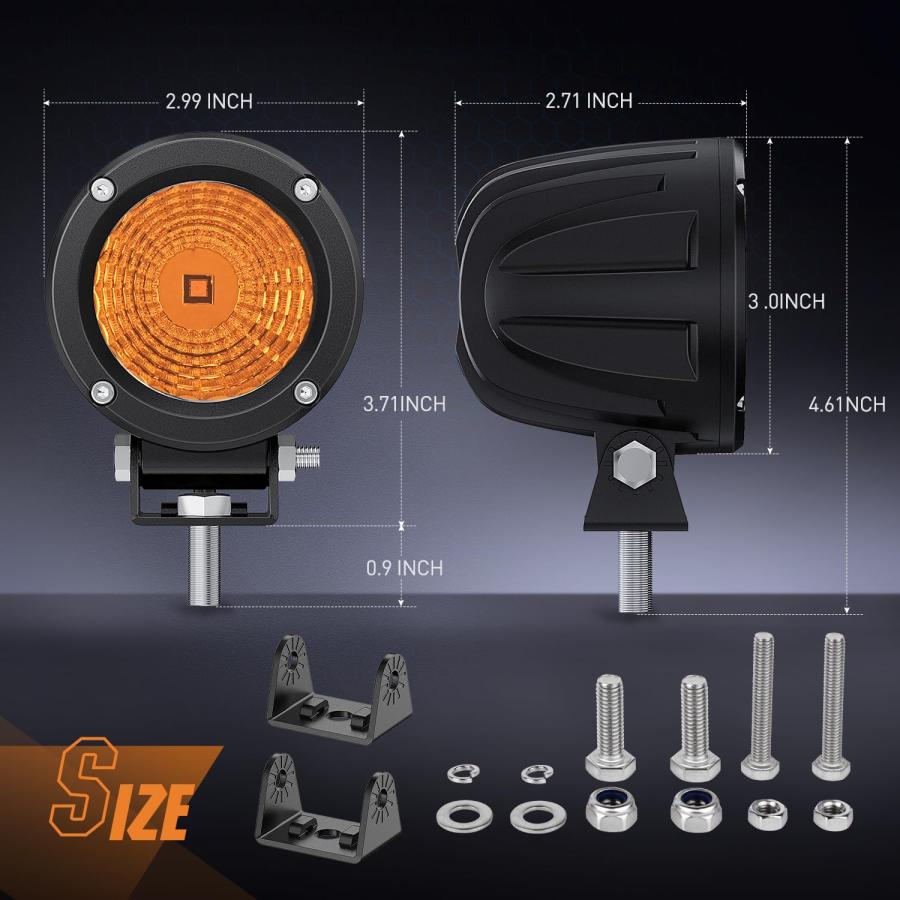 【並行輸入品】Nilight Amber LED Light Pods 2 PCS 3 Inch Flood Round Offroad Drの画像