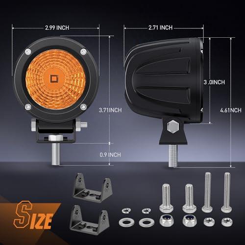 【並行輸入品】Nilight Amber LED Light Pods 2 PCS 3 Inch Flood Round Offroad Drの画像