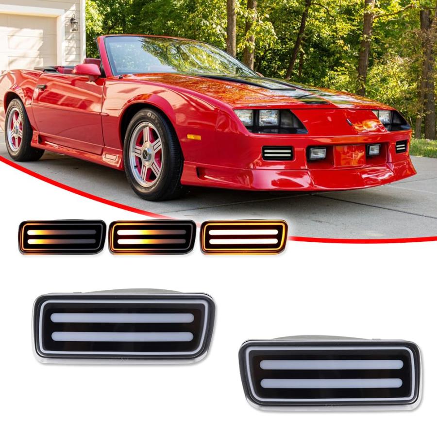【並行輸入品】GTINTHEBOX フロントバンパー ウィンカー デイタイム ランニングライト クリアレンズ スイッチバック ホワイト\u0026アンバーの画像