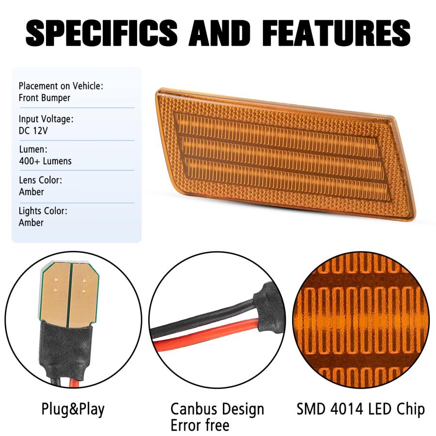 【並行輸入品】litzland LED Side Marker Lights Compatible With 2005 2014 Chrysl_6