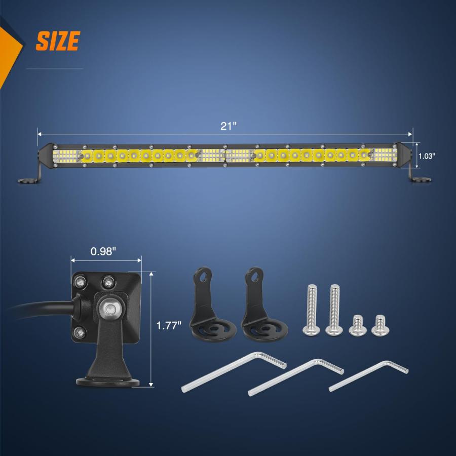 【並行輸入品】Nilight Slim LED Light Bar 21 Inch 52LED Single Row Spot Flood Cの画像