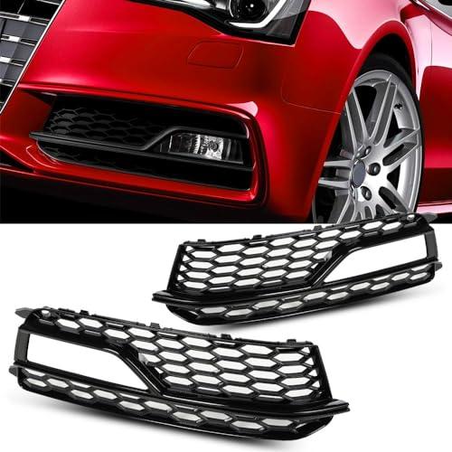 【並行輸入品】G PLUS フロントバンパー フォグライト グリル カバー トリム ハニカム ブラック ブラックリング付き Audi A5 S_4