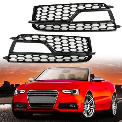 【並行輸入品】G PLUS フロントバンパー フォグライト グリル カバー トリム ハニカム ブラック ブラックリング付き Audi A5 S_7